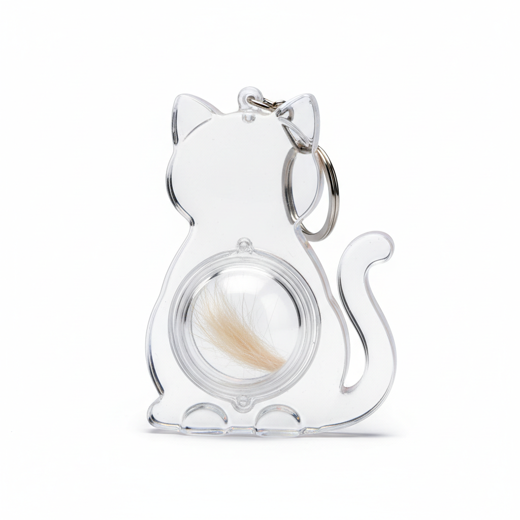 Pet Hair Keychain - Cat shaped memory keepsake