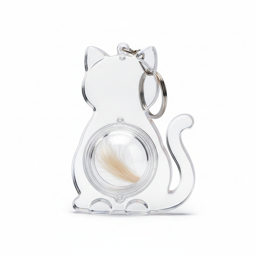 Pet Hair Keychain - Cat shaped memory keepsake